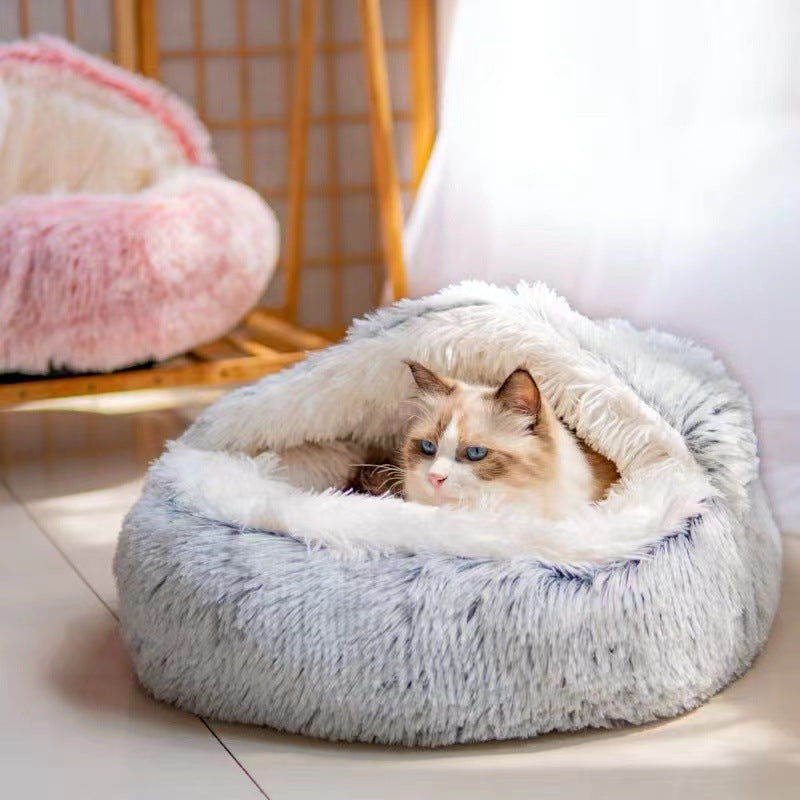Pet Calming Nest Bed | Plush, Double-Sided Design for Cats & Small Pets, Cozy Enclosed Space for Year-Round Comfort