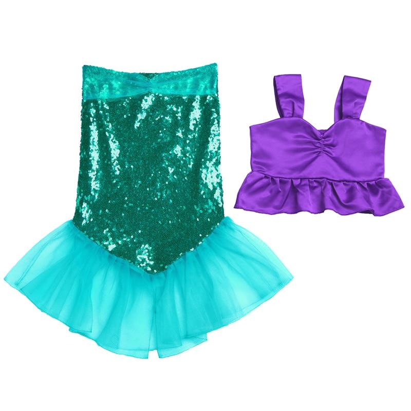 Mermaid Tails for Kids Costume Top & Skirt