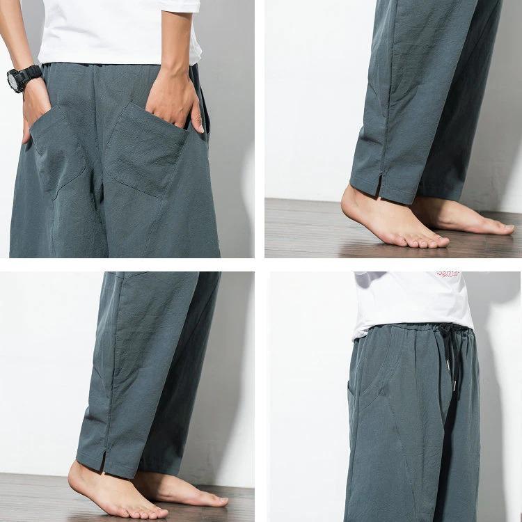For Mens Yoga Clothes Mens Cotton Linen Yoga Pants
