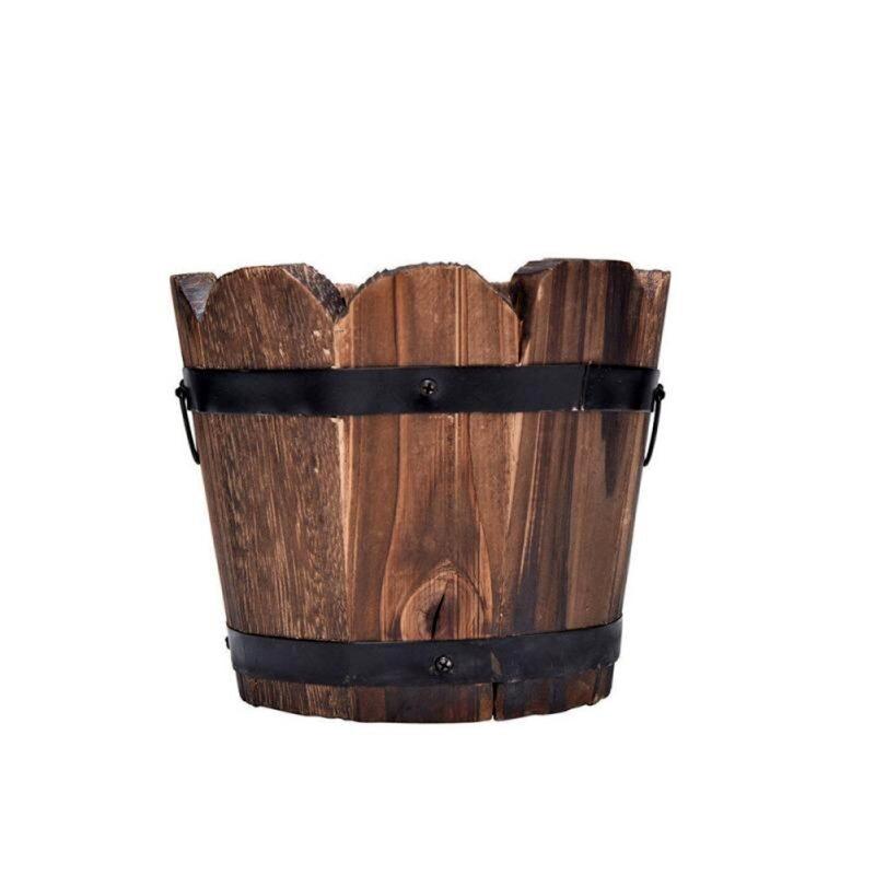 Retro Wooden Barrel Planter