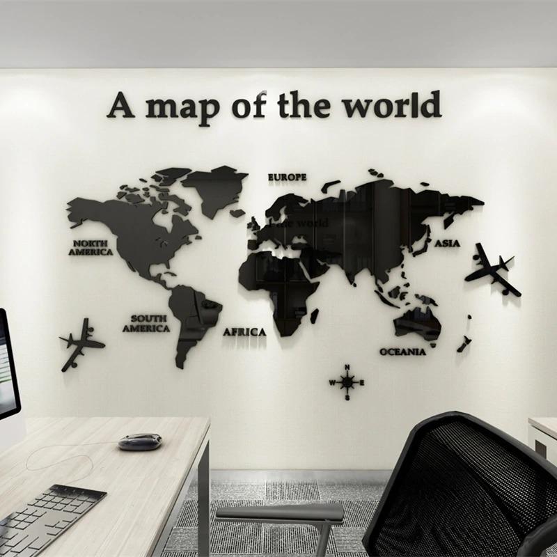 Mapa Mundi Acrylic 3D Wall Sticker