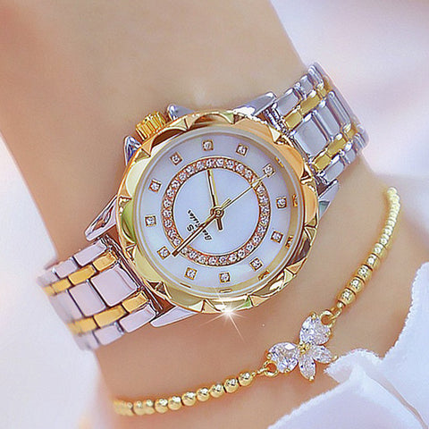 Luxury Gold Watch Women & Bracelet Diamond Gold Watch Ladies Rose Gold Watch