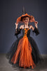 Image of Gothic Halloween Costume For Girls Tutu Dress With Flare Sleeves & Witch Hat