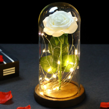 Eternal Rose For Mother's Day Galaxy Led Rose Gold Leaf Flower with String Lights