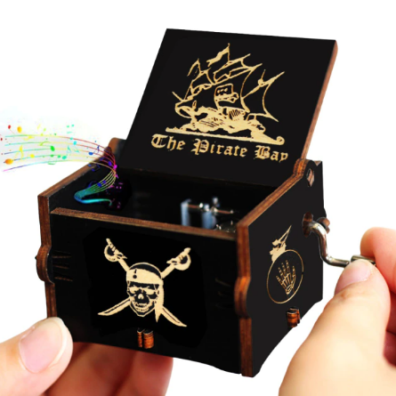 Music Box Wood Carving Hand Crank Birthday Gift Square Wooden Music Box For Kids 8 Tones