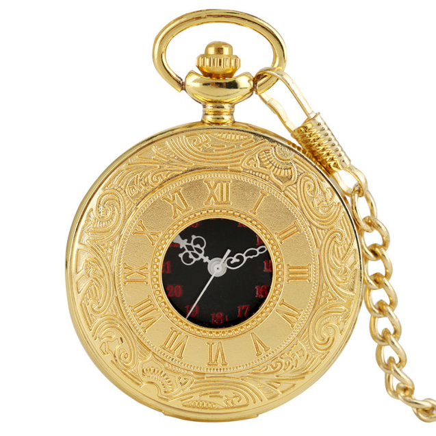 Vintage Charm Pocket Watch Roman Number Quartz Steampunk Antique Pocket Watch Pendant With Chain