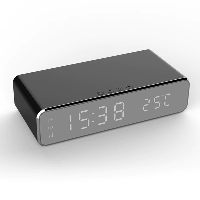 LED Digital Clock Radio with Wireless Phone Charger Radio Alarm Clock Radio Digital Thermometer