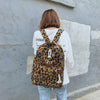 Image of Vintage Large Faux Leather Travel Backpack, Brown leopard