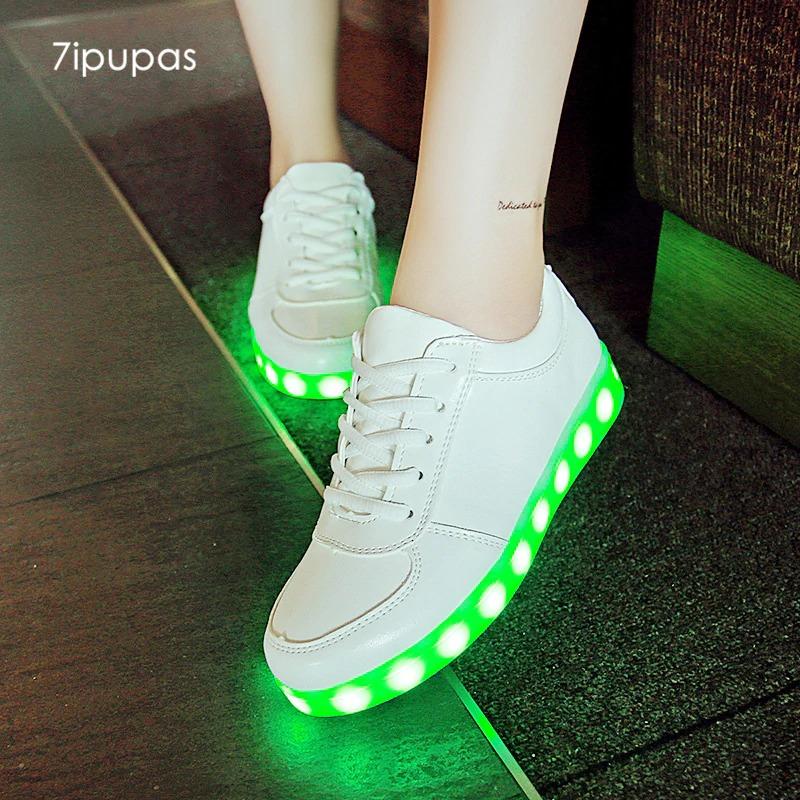 LED Shoes Mens White Low Top Remote Light Shoes