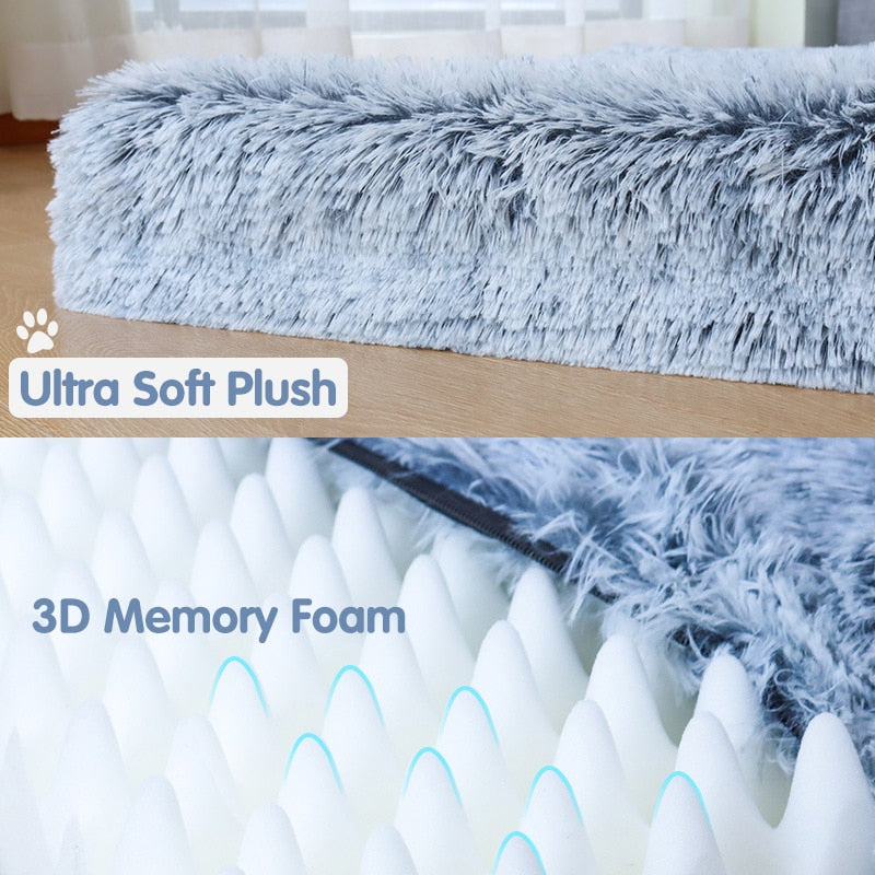 Ultra Plush Dog Memory Foam Bed Removable Cover Orthopedic Dog Bed Rectangular Pet Cushion