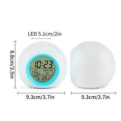 7 Colors LED Kids Digital Alarm Clock Touch Control Childrens Alarm Clock with Thermometer Nursery Alarm Clock