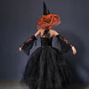 Image of Gothic Halloween Costume For Girls Tutu Dress With Flare Sleeves & Witch Hat