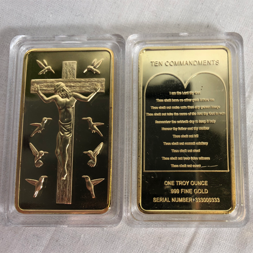 Rare Ten Commandments Jesus Gold Bar