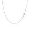 Image of Sideways Curved Cross Pendant Necklace in Sterling Silver