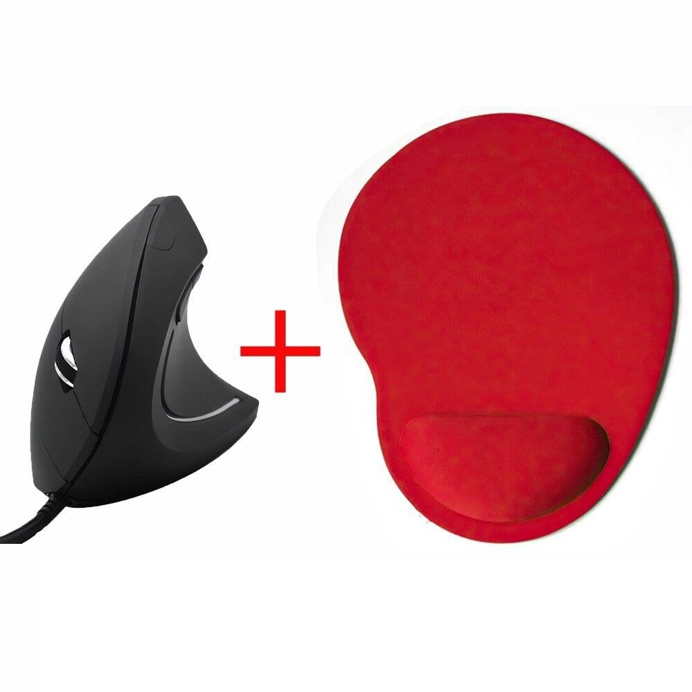 USB Vertical Ergonomic Mouse Optical Vertical Mouse  with Mouse Pad with Wrist Support Ergonomic Mouse